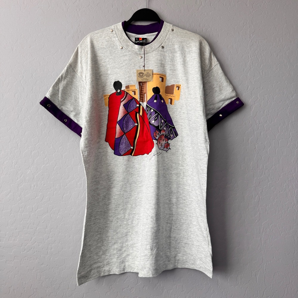 NWT Vintage 1991 Sports Santa Fe Sheepskin Store‎ Graphic Native Art TShirt XL